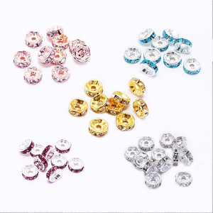 Entretoises rondes colorées en strass pour la fabrication de bijoux, en verre zircon plaqué, 8 mm, 10 mm, 12 mm - Product Image 2