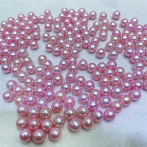 Perles de mer Akoya naturelles de 7-8 mm, semi-baroques, grises avec une forte luminosité, légères imperfections, perles nues en lin véritable - Product Image 2