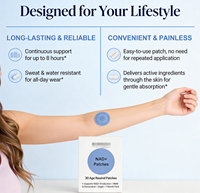 Lumiflora 30 patchs transdermiques biodégradables NAD pour le bien-être, anti-âge, stimulant d'énergie, antioxydant, réparation cellulaire