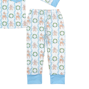 ชุดเดรสปักลายซานต้าลายสก็อตสีม่วงแนวบูติกสำหรับเด็กผู้หญิงชุดเดรสพี่น้องแขนยาวขายส่ง - Product Image 6