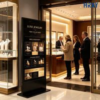Panel Publicitario LED Vertical HRAY de 32 Pulgadas con Temporizador de Encendido/Apagado Automático para Tiendas de Joyería de Alta Gama, Reproducción de Anuncios de Marca, Compatible con OEM/ODM