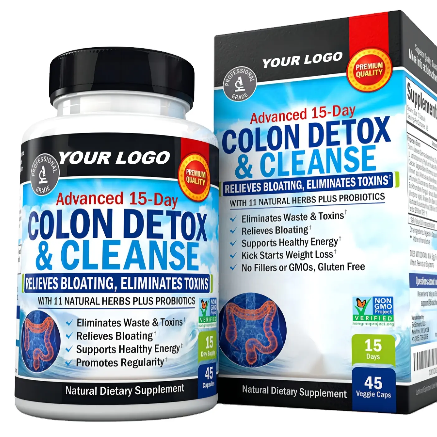 Advance 15 Days Super Herbal Colon Cleanse Capsules Formula Support Detox Slimming Relieves Bloating, Eliminates Toxins