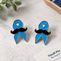 Broches et badges émaillés souples et durs, ruban bleu Movember, pour la santé masculine et la charité, directement de l'usine