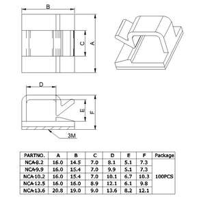 ELEKH Transparente Mini-Kabel klemmen für den Außenbereich PA66 Selbst klebender Draht haken und Seil halter aus Kunststoff mit Klebebändern - Product Image 3
