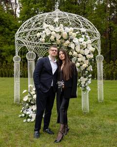 Pabellón de Boda Redondo de Hierro Forjado LANJO con 6 Pilares, Carpa para Ceremonias al Aire Libre, Arco Floral para Eventos - Product Image 5