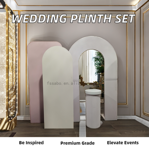 Socle cylindrique rond avec logo personnalisé pour table à dessert avec toile de fond pour mariage, socle avec plinthes pour éventreur - Product Image 3