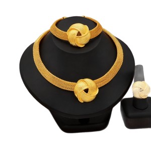 Популярный трансграничный набор украшений из сплава: колье, серьги, браслет, кольцо (4 предмета) в европейском, американском, африканском стиле для невесты - Product Image 5