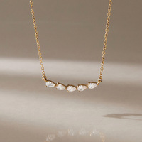 Collar de Cadena de Acero Inoxidable 316 con Baño de Oro PVD de 18K, Diseño de Lujo Ligero y Encantador, con Circonita Corte Pera, Resistente al Agua, Regalo Ideal