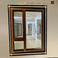 Ventanas de Aluminio con Revestimiento de Madera, Estilo Europeo, Personalizadas por Huasin, con Arco de Vidrio Doble, Certificación NFRC, Apertura Interior