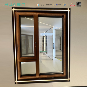 <span class=keywords><strong>Ventanas</strong></span> de Aluminio con Revestimiento de Madera, Estilo Europeo, Personalizadas por Huasin, con Arco de Vidrio Doble, Certificación NFRC, Apertura Interior - Product Image 2