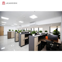 LEADCOM Espace de travail moderne Poste de travail de bureau avec mobilier de rangement Bureau d'ordinateur Poste de travail double face