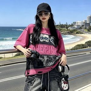 8087/FANMAJIALIE Fornitore di Qualità, T-Shirt Oversize da <span class=keywords><strong>Donna</strong></span> Resistente con Stampa Cartoon di Mickey, <span class=keywords><strong>Minnie</strong></span> e Kitty, per Uso Quotidiano - Product Image 5