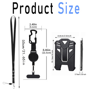 Porte-clés multifonctionnel rétractable avec ouvre-bouteille, porte-carte vertical noir et sangle détachable en gros - Product Image 2