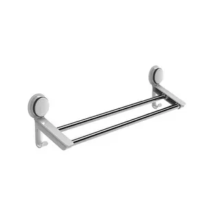 Customized Stainless Steel Double Towel Bar Wall Mount Bathroom Towel Holder Vacuum Suction Towel Rack