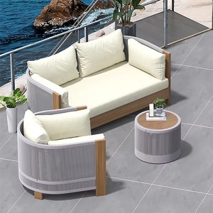 Meubles d'hôtel en aluminium, mobilier d'extérieur moderne en métal, canapé d'extérieur en bois pour jardin - Product Image 2