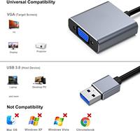 ZOGUO adaptor Video, konverter USB 3.0 ke VGA 1080P Multi tampilan, kompatibel dengan Windows untuk Laptop PC Monitor proyektor HDTV