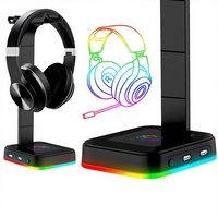 Support pour casque de jeu RGB avec 2 ports USB et 1 port Type-C Support pour casque de jeu avec 7 modes d'éclairage pour tous les accessoires pour écouteurs