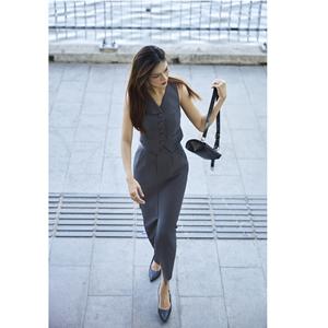 Vietnam Solid High Waist Elegant Front-<b>Slit</b> <b>Midi</b> <b>Skirt</b> KV27 Elegant / Office Lady / Vintage Minimal Maxi Standard Women's <b>Skirts</b> - Product Image 2