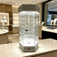 Vitrine rotative en acrylique avec éclairage LED, présentoir à parfums tournant avec étagères à niveaux pour magasin de détail