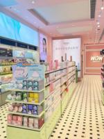 Présentoir de Comptoir en Bois pour Cosmétiques et Parfums, Vitrine Moderne de Luxe avec Miroir et Éclairage LED