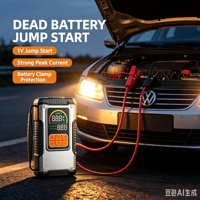 8000mAh 4-in-1 Jump Starter Power Bank Tire Inflator LED Light with 2 Brightness Levels for Reading and Area Light