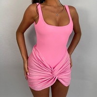 Combinaison de fête d'été, body sans manches style Hot Girl et jupe courte transparente, ensemble deux pièces