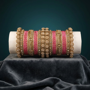 PADMAWATI BANGLES PRIVATE LIMITED Luxury Tungsten Gold Plated Multi Color Women's Bangles Set Indian Bridal Wedding Anniversary - Product Image 3