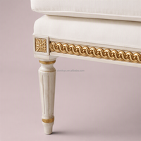 Banc ottoman de style français de luxe pour salon, banc en bois massif, siège d'appoint pour chambre à coucher