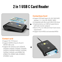 Lector y Escritor de Tarjetas ZOWEETEK OTG Móvil ISO 14443 e ISO 7816 Tipo C Lector de Tarjetas de Control de Acceso NFC sin Contacto y Tarjetas con Chip