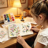 Kit de Peinture Portable Premium FLOWER PAINTING TOYS – Ensemble de Voyage d'Art Aquarelle de Poche pour Enfants, Débutants Créatifs, Cadeau Idéal pour Filles