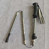 Bâton de randonnée pliable en alliage d'aluminium et plastique, pointe monocolore, verrouillage externe, accessoires inclus, universel pour le camping en plein air