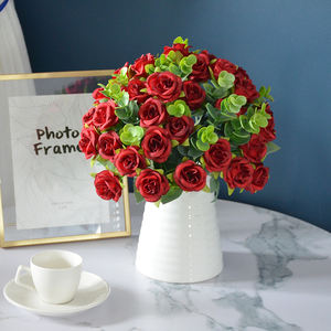 Flores de rosa de seda de alta calidad para ramo de boda ramo de rosas de Dólares artificiales nupciales - Product Image 5