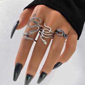 Fashionable Vintage <b>Snake</b> <b>Ring</b> Set for Women Serpent Jewelry <b>Silver</b> Color <b>Snake</b> Serpent <b>Ring</b> Piece Set - Product Image 2