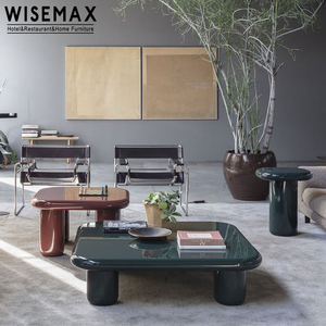 WISEMAX mobili Nordic Hotel di lusso Lobby <span class=keywords><strong>divano</strong></span> <span class=keywords><strong>tavolino</strong></span> lucido pittura in legno quadrato caffè tavolini da tè <span class=keywords><strong>per</strong></span> soggiorno - Product Image 1