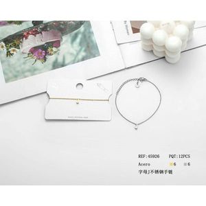 Bracciale con Charm a Forma di Lettera J in Acciaio Inossidabile, Gioiello Minimalista alla Moda per Donne - Product Image 3