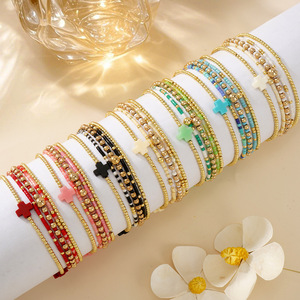 Bracelet croix plaqué or style Ximang, chic et fin, avec perles, idéal <span class=keywords><strong>pour</strong></span> un anniversaire - Product Image 4