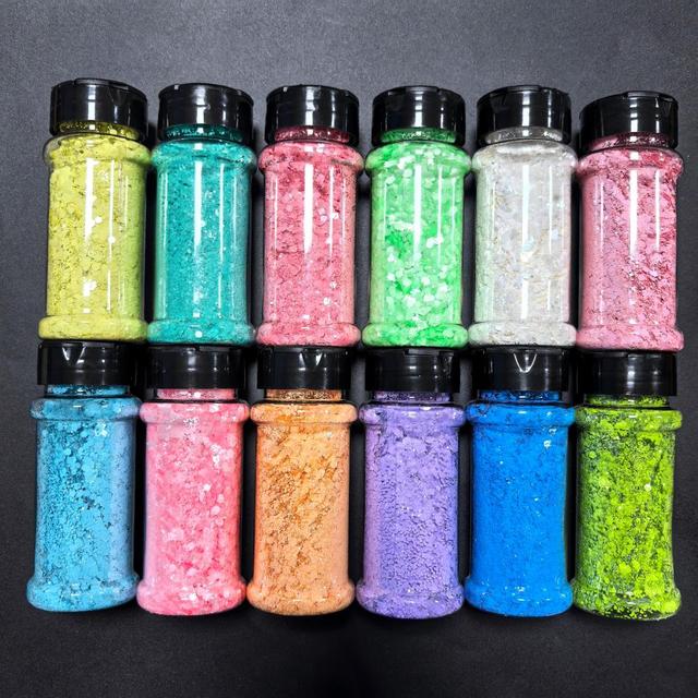 2oz Shaker Bottle Fine&Chunky Mix Bulk Glitter Wholesale Neon Matte Macaron Chunky Glitter for Snow Globe Tumbler,Resin Crafts