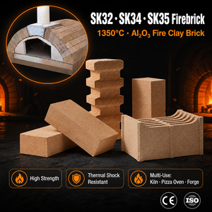 Brique réfractaire en argile réfractaire SK32 SK34 SK35 1350°C Al2O3, brique réfractaire dense pour four, four à coke, four à pizza, revêtement d'incinérateur - Product Image 1
