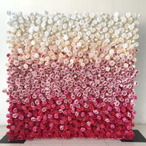 Panel <span class=keywords><strong>de</strong></span> Pared Floral 3D con Rosas y Hortensias Artificiales para Decoración <span class=keywords><strong>de</strong></span> Bodas y Fiestas, Venta al Por Mayor - Product Image 2