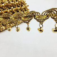 Accessoires de costume de scène de danse du ventre en dentelle dorée à sequins brodés à suspendre, pour bricolage