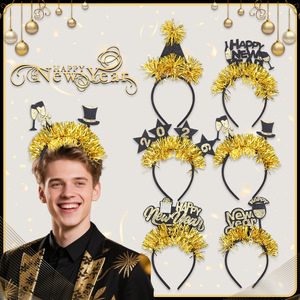 2026 <span class=keywords><strong>capodanno</strong></span> festa cappello oro nero stella a cinque punte striscia di colore caldo vendita festa di <span class=keywords><strong>capodanno</strong></span> decorazione fascia - Product Image 4