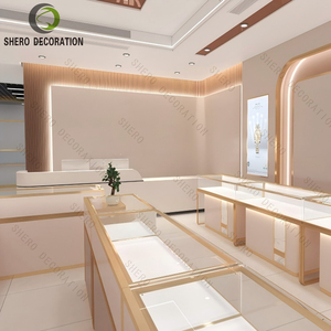 Eco-Friendly Jewelry Display Showcase Wood Metal Frame LED Glass <b>Cabinet</b> Custom Store Fixture Interior Layout Design - Product Image 4