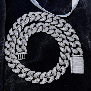 Collar Moderno de Eslabones Cubanos para Hombre, Estilo Diamante Cultivado en Laboratorio, Chapado en Oro de 14k, Cadena de Oro, Joyería Hip Hop Streetwear para Fiestas - Product Image 5