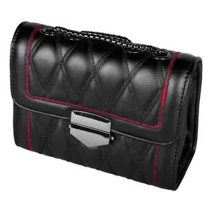 Borsa a tracolla in vera pelle Vintage bohémien da donna con bordi rossi neri con fodera in Nylon chiusura a conchiglia alla moda stile donna - Product Image 6