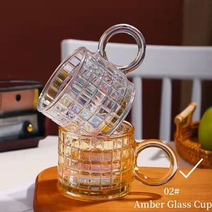 Taza de leche de cristal con oreja grande, taza de fruta de cristal transparente de 300ml, taza de café con patrón de mariposa y mango de anillo bonito BL041801 - Product Image 6