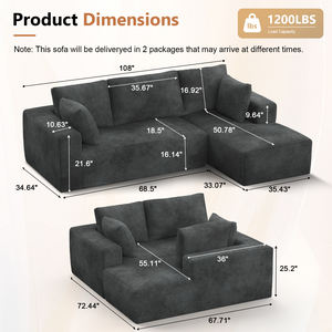 أريكة مودولار مخملية الأكثر مبيعًا مع مقعد من الفوم الذاكر معبأة بتفريغ الهواء لسهولة التركيب - Product Image 5