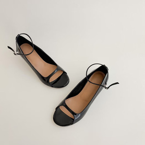 <span class=keywords><strong>Sandali</strong></span> Coreani in Vera Pelle con Cinturino Francese, Stile Retrò, Semplici, con Zeppa Bassa, Punta Rotonda, per Esterni, Sexy, di Tendenza - Product Image 1