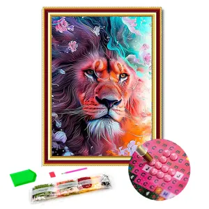 Série d'animaux Lion 5d Diy Diamond Painting Full Of Rhinestones Diamond Drill Mosaic Kit Home Decor Luxury