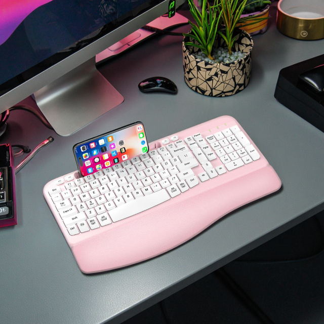Ergonomic Rechargeable USB Numeric 106-Key Keyboard RGB Backlit Leather Wrist Rest Customized Programmable Anti-Ghosting