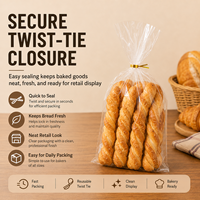 Sacs plats transparents en cellophane pour friandises avec attaches torsadées, sacs d'emballage pour pain en BOPP transparent imprimés sur mesure, vente en gros